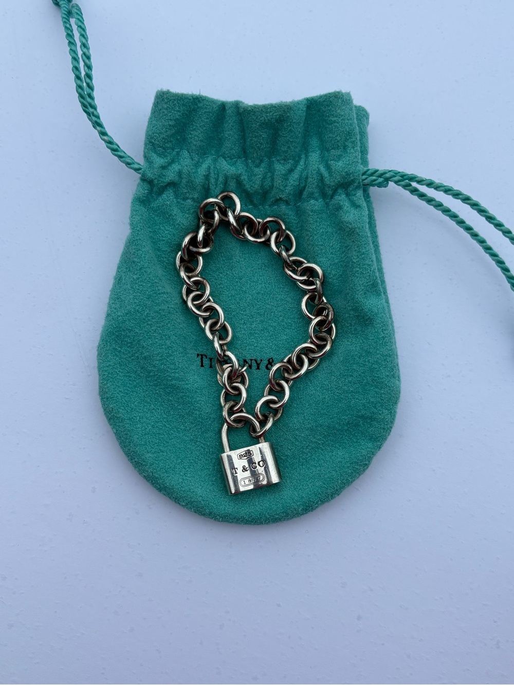 Tiffany & Co. Sterling Silver 1837 Lock Padlock Charm 7" Bracelet